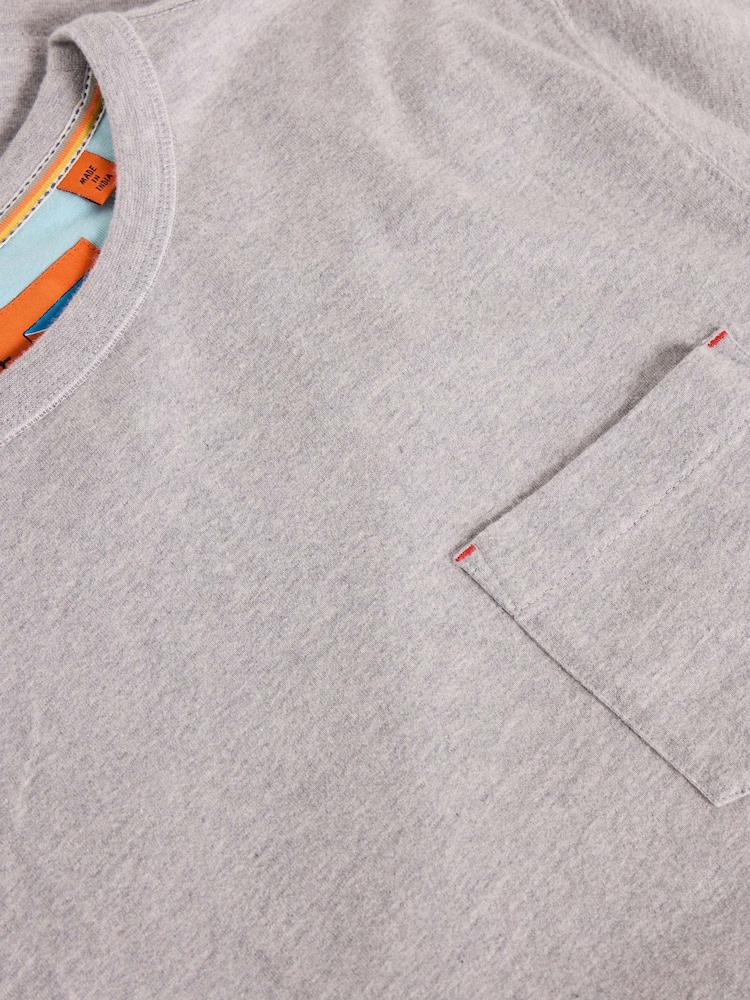 Gri - Tricou White Stuff cu buzunar 100% bumbac - Imaginea 7 din 7