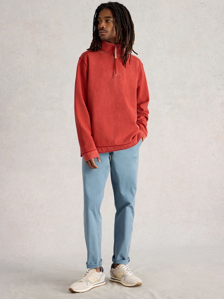 White Stuff Red 100% Cotton Pique Half Zip Sweatshirt - Image 1 of 7 White Stuff Red 100% Cotton Pique Half Zip Sweatshirt - Image 1 of 7