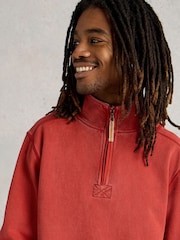 White Stuff Red 100% Cotton Pique Half Zip Sweatshirt - Image 4 of 7