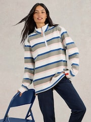 White Stuff Green 100% Cotton Stripe Half Zip Sweater - Image 3 of 7