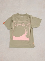 White Stuff Green Graphic 100% Cotton T-Shirt - Image 6 of 7