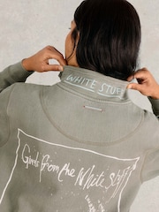 White Stuff Green 100% Cotton Pique Plain Half Zip Sweater - Image 4 of 7