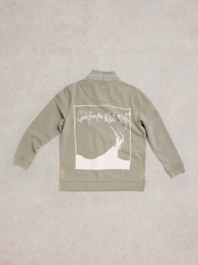 White Stuff Green 100% Cotton Pique Plain Half Zip Sweater - Image 6 of 7