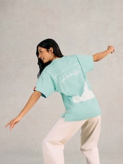 White Stuff Blue Graphic 100% Cotton T-Shirt - Image 4 of 7