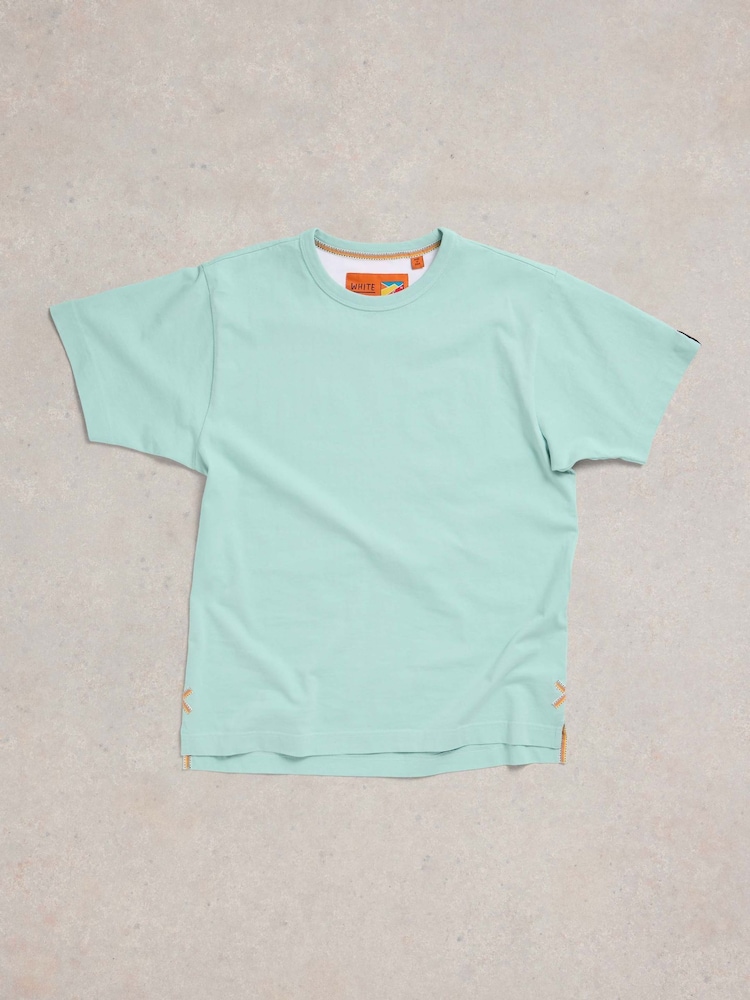 White Stuff Blue Graphic 100% Cotton T-Shirt - Image 5 of 7