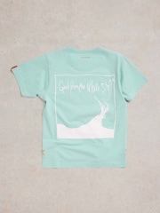 White Stuff Blue Graphic 100% Cotton T-Shirt - Image 6 of 7