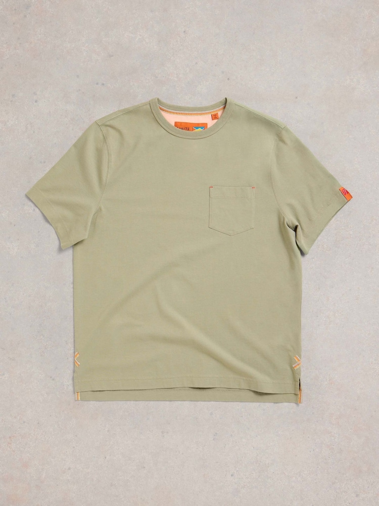 White Stuff Green Pocket 100% Cotton T-Shirt - Image 6 of 7