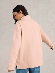 White Stuff Pink 100% Cotton Plain Half Zip Sweater - Image 3 of 7