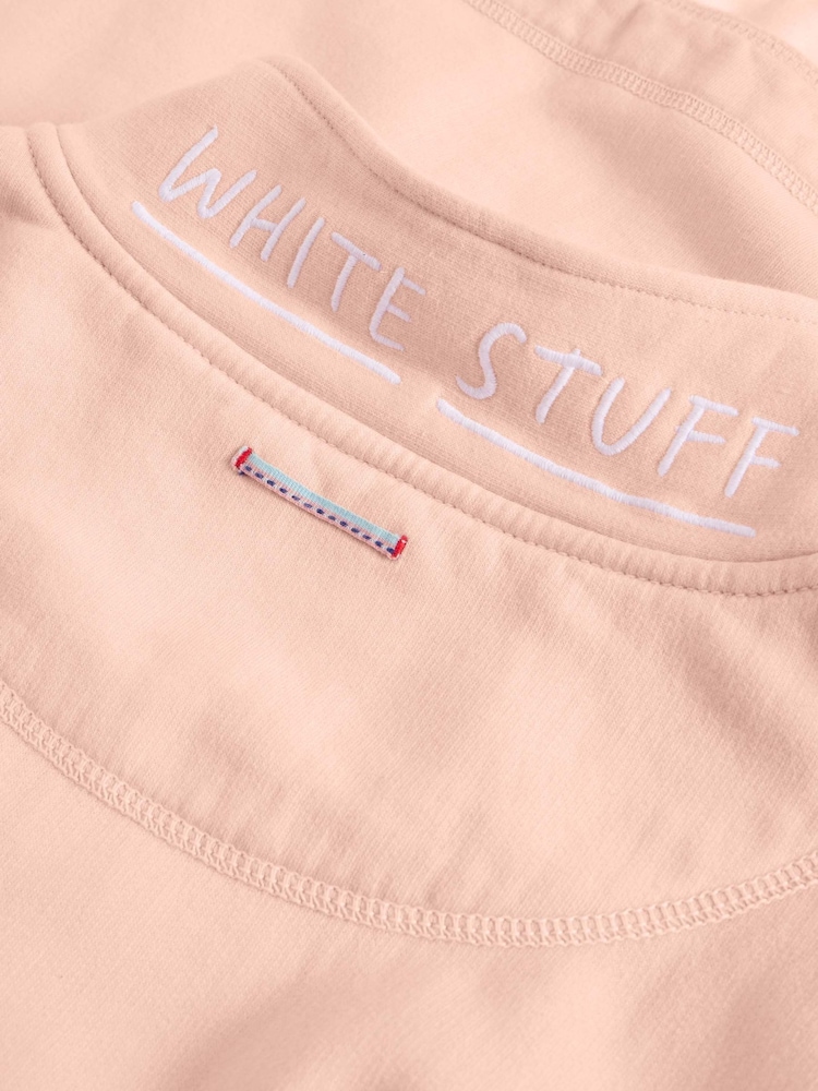 White Stuff Pink 100% Cotton Plain Half Zip Sweater - Image 7 of 7
