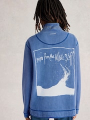 White Stuff Blue 100% Cotton Pique Half Zip Sweatshirt - Image 2 of 7