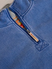 White Stuff Blue 100% Cotton Pique Half Zip Sweatshirt - Image 7 of 7