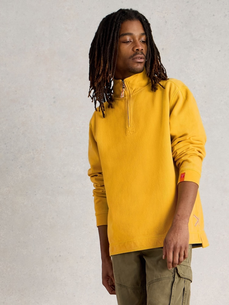 White Stuff Yellow 100% Cotton Pique Half Zip Sweatshirt - Image 2 of 7 White Stuff Yellow 100% Cotton Pique Half Zip Sweatshirt - Image 2 of 7