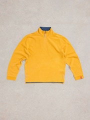 White Stuff Yellow 100% Cotton Pique Half Zip Sweatshirt - Image 5 of 7