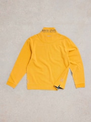 White Stuff Yellow 100% Cotton Pique Half Zip Sweatshirt - Image 6 of 7