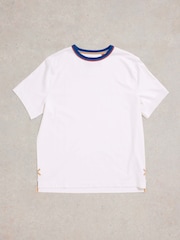 White Stuff White 100% Cotton Ringer T-Shirt - Image 5 of 7