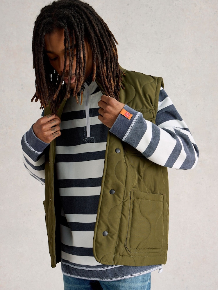 White Stuff Blue Stripe Pique Half Zip Sweatshirt - Image 2 of 7 White Stuff Blue Stripe Pique Half Zip Sweatshirt - Image 2 of 7