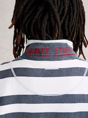 White Stuff Blue Stripe Pique Half Zip Sweatshirt - Image 4 of 7