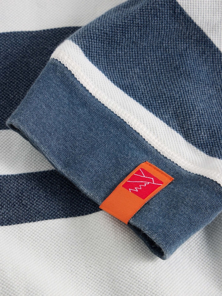 White Stuff Blue Stripe Pique Half Zip Sweatshirt - Image 7 of 7