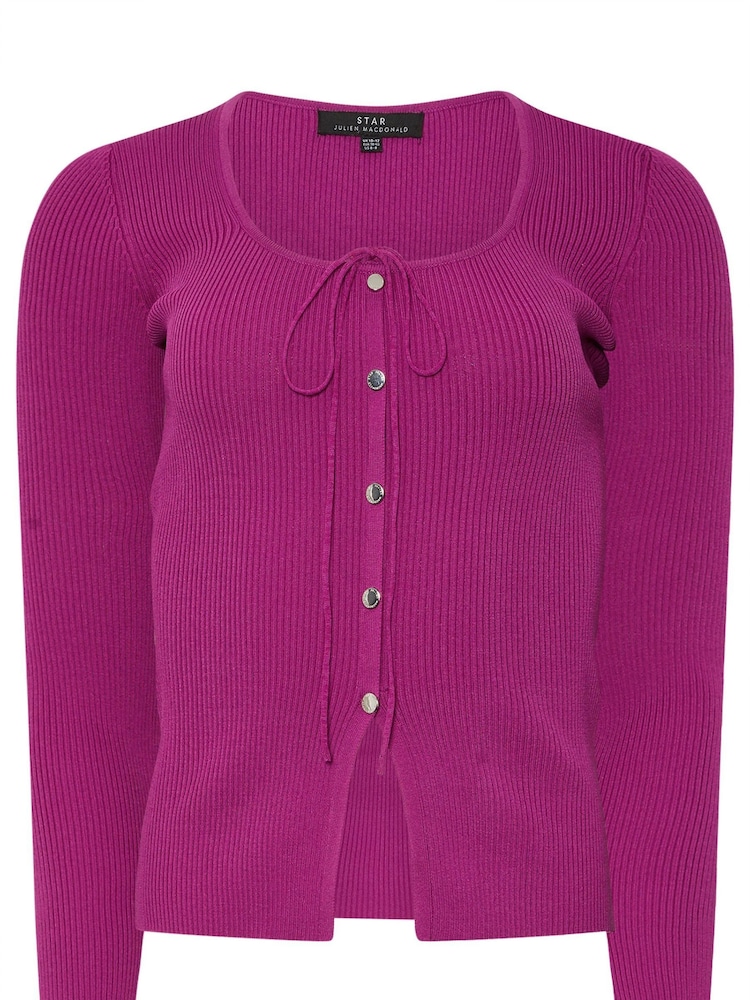 Star by Julien MacDonald Purple Square Neck Tie Cardigan - Image 5 of 5