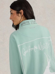 White Stuff Blue 100% Cotton Pique Plain Half Zip Sweater - Image 3 of 7