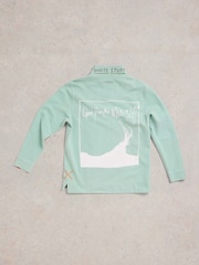 White Stuff Blue 100% Cotton Pique Plain Half Zip Sweater - Image 6 of 7