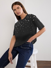 Star by Julien MacDonald Black 100% Cotton Eyelet Top - Image 3 of 9