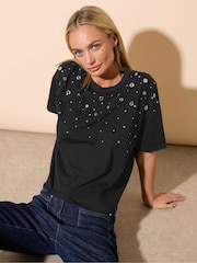 Star by Julien MacDonald Black 100% Cotton Eyelet Top - Image 8 of 9