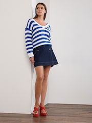 Star by Julien MacDonald Blue Stripe Textured Jumper - Image 3 of 6