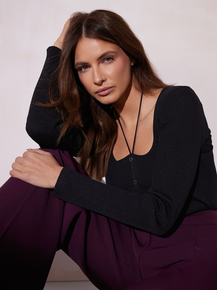 Star by Julien MacDonald Black Square Neck Tie Cardigan - Image 2 of 3