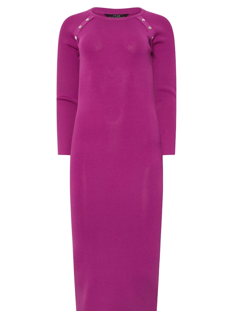 Star by Julien MacDonald Purple Button Detail Raglan Dress - Image 6 of 6