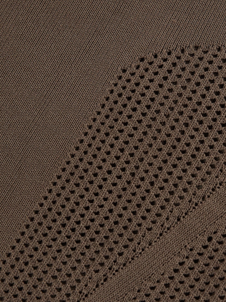 Reiss Mink Nala Perforated-Knit Cross-Strap Bodysuit - Image 5 of 5