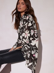 Star by Julien MacDonald Black Floral Longline Shirt - Image 5 of 6