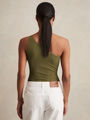 Reiss Green Rosa Lace-Knit Detail One-Shoulder Bodysuit - Image 5 of 6