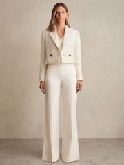 Weiß - Reiss Mia Double-Breasted Textured Cropped Blazer with Wool and Cotton - Bild 4 von 6
