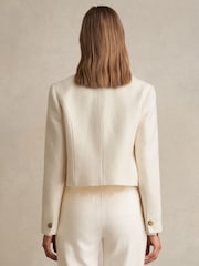Weiß - Reiss Mia Double-Breasted Textured Cropped Blazer with Wool and Cotton - Bild 5 von 6