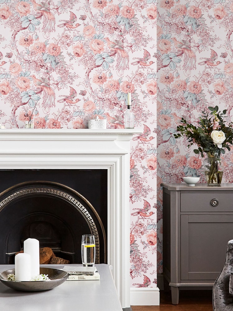 Laura Ashley Blush Birtle Blush A4 Wallpaper Sample - Image 1 of 3