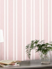 Laura Ashley Blush Heacham Stripe Blush A4 Wallpaper Sample - Image 1 of 3