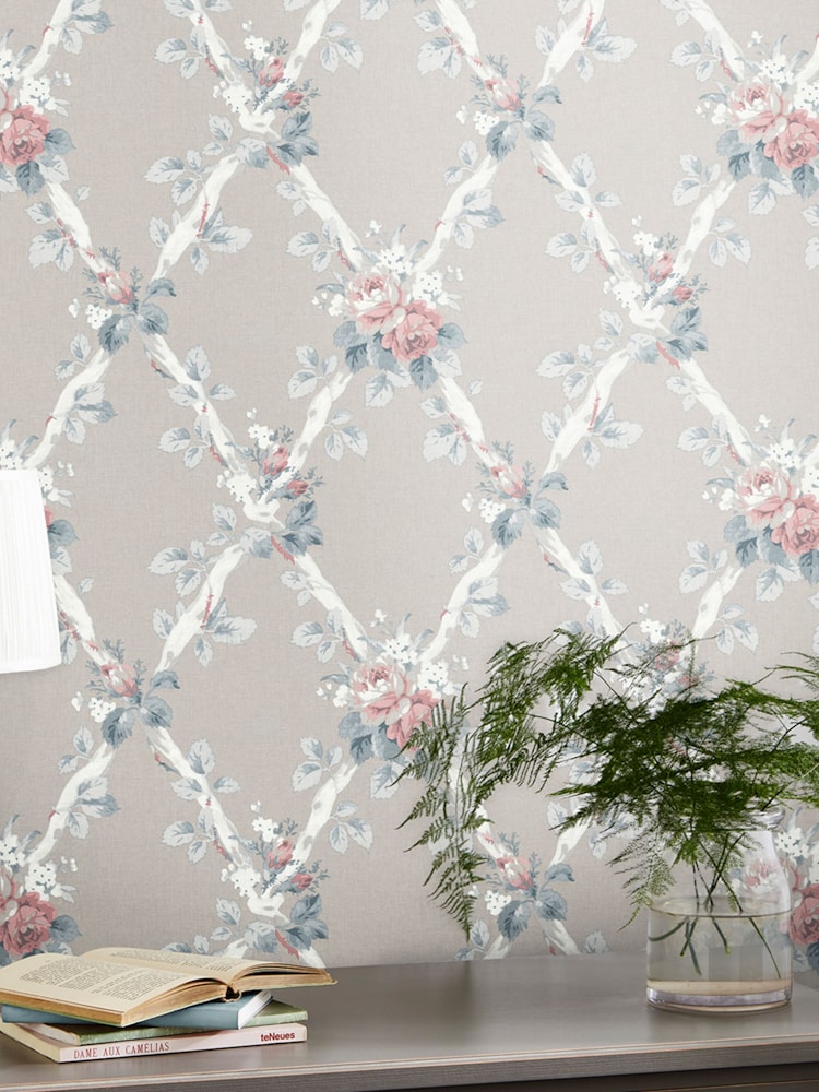 Laura Ashley Dove Grey Elwyn A4 Wallpaper Sample - Image 1 of 3