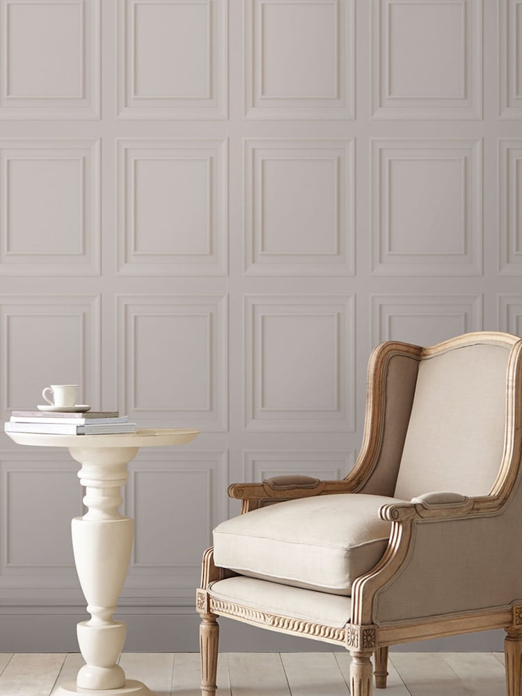 Laura Ashley Dove Grey Redbrook Wood Panel Dove Grey A4 Wallpaper Sample - Image 1 of 3