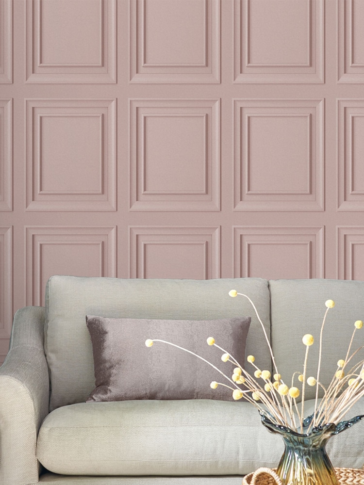 Laura Ashley Blush Redbrook Wood Panel Blush A4 Wallpaper Sample - Image 1 of 3