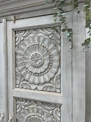 Kirei Home White Hand Carved Mango Wood Cabinet - Image 5 of 7