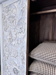 Kirei Home White Hand Carved Mango Wood Wardrobe - Image 3 of 6
