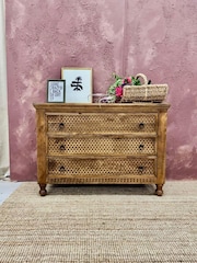 Kirei Home Natural Three Drawer Mango Wood Chest of Drawers - Image 1 of 4