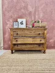 Kirei Home Natural Three Drawer Mango Wood Chest of Drawers - Image 2 of 4