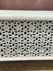 Kirei Home White Hand Carved Mango Wood Storage Box - Image 3 of 3