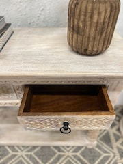 Kirei Home Cream Hand Carved Two Drawer Console Table - Image 4 of 4