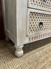 Kirei Home White Three Drawer Mango Wood Chest of Drawers - Image 2 of 2