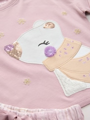 Lilac Purple Polar Bear Woven Bottom Pyjamas 1 Pack (3-16yrs) - Image 7 of 8