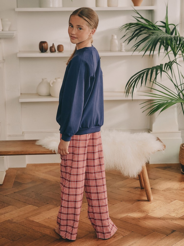 Navy/Red Check Bear Sweatshirt Pyjamas (2-16yrs) - Image 2 of 8