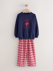 Navy/Red Check Bear Sweatshirt Pyjamas (2-16yrs) - Image 5 of 8